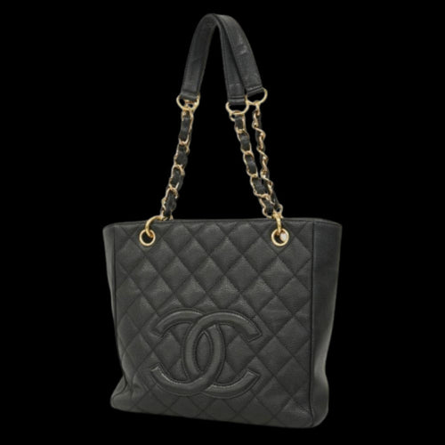 Black Leather Chanel Tote