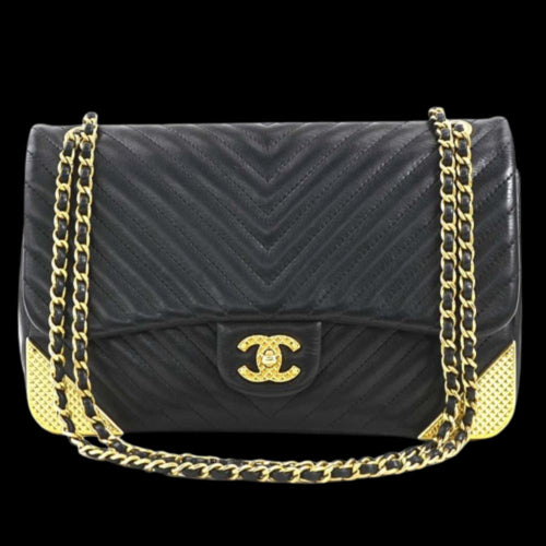 Black Leather Chanel Shoulder Bag