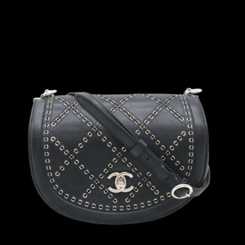 Black Leather Chanel Shoulder Bag