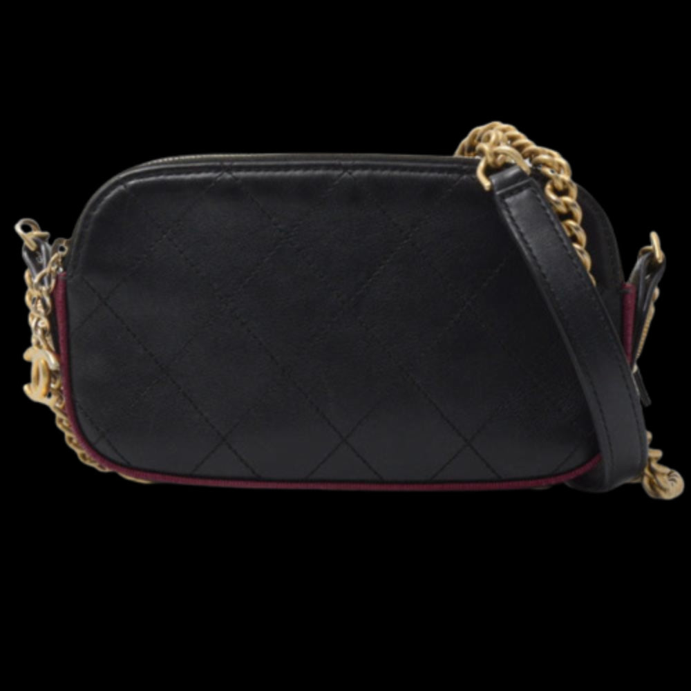 Black Leather Chanel Crossbody Bag