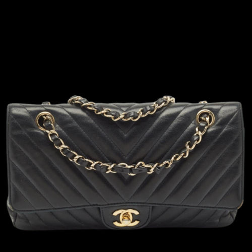 Black Leather Chanel Flap Bag