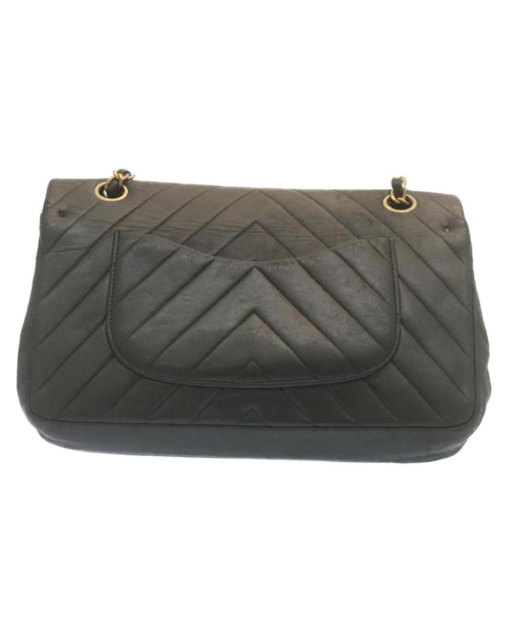 Black Leather Chanel Shoulder Bag