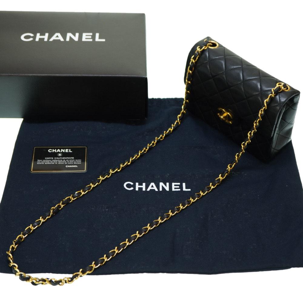 Black Leather Chanel Shoulder Bag
