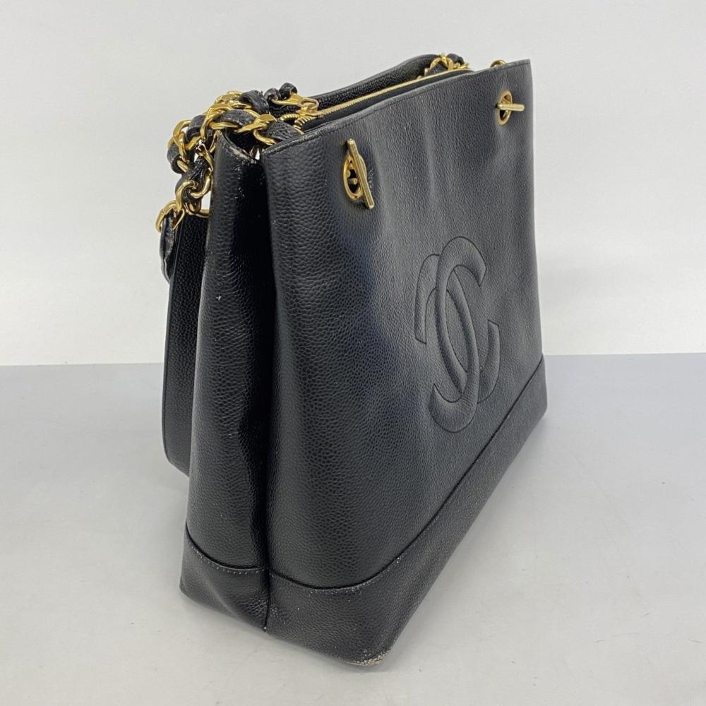 Black Leather Chanel Shoulder Bag