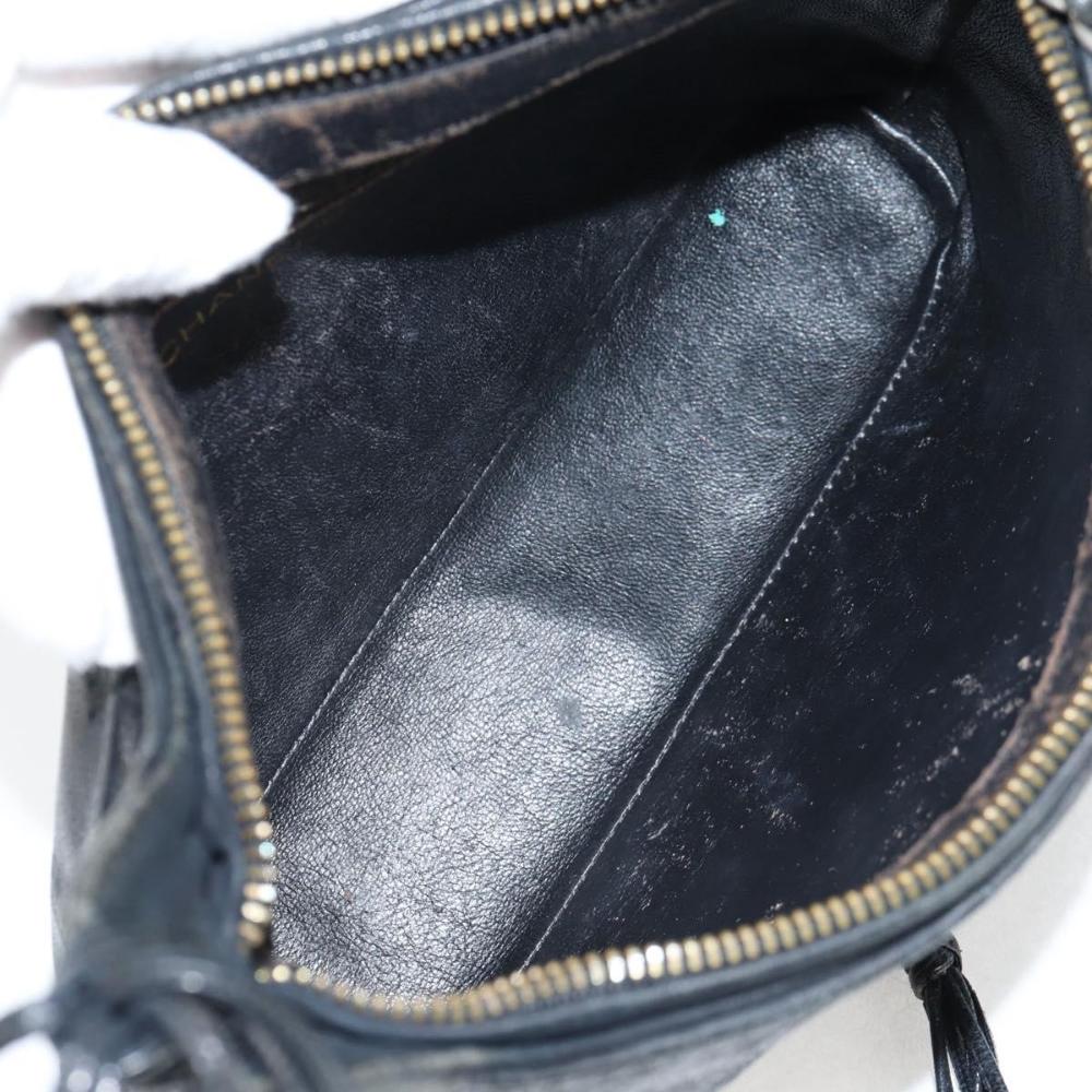 Black Leather Chanel Shoulder Bag
