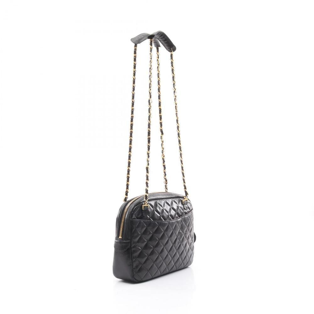 Black Leather Chanel Shoulder Bag