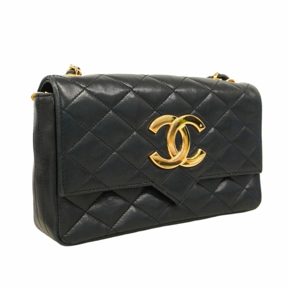 Black Leather Chanel Crossbody Bag