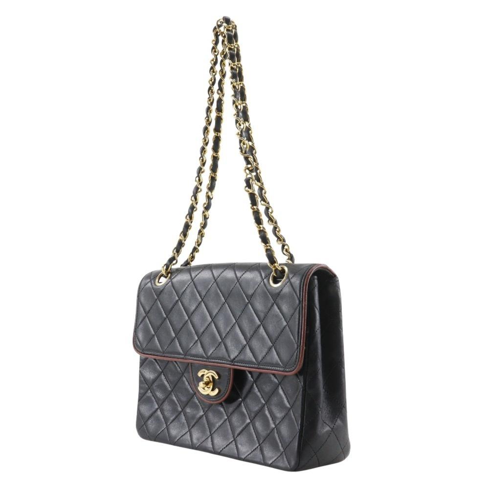 Black Leather Chanel Shoulder Bag