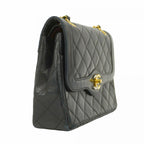 Black Leather Chanel Flap Bag