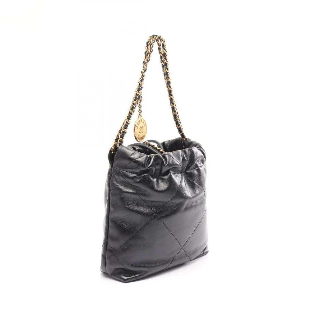 Black Leather Chanel Shoulder Bag