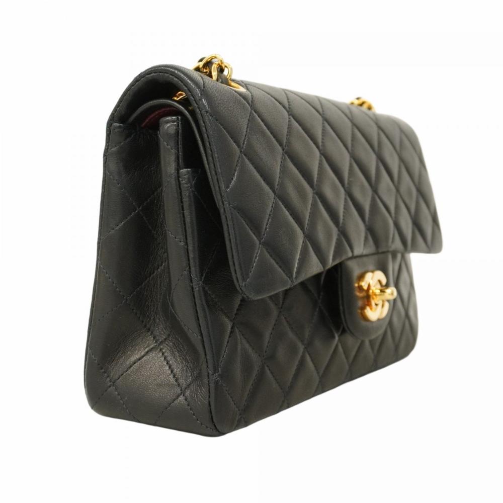 Black Leather Chanel Flap Bag