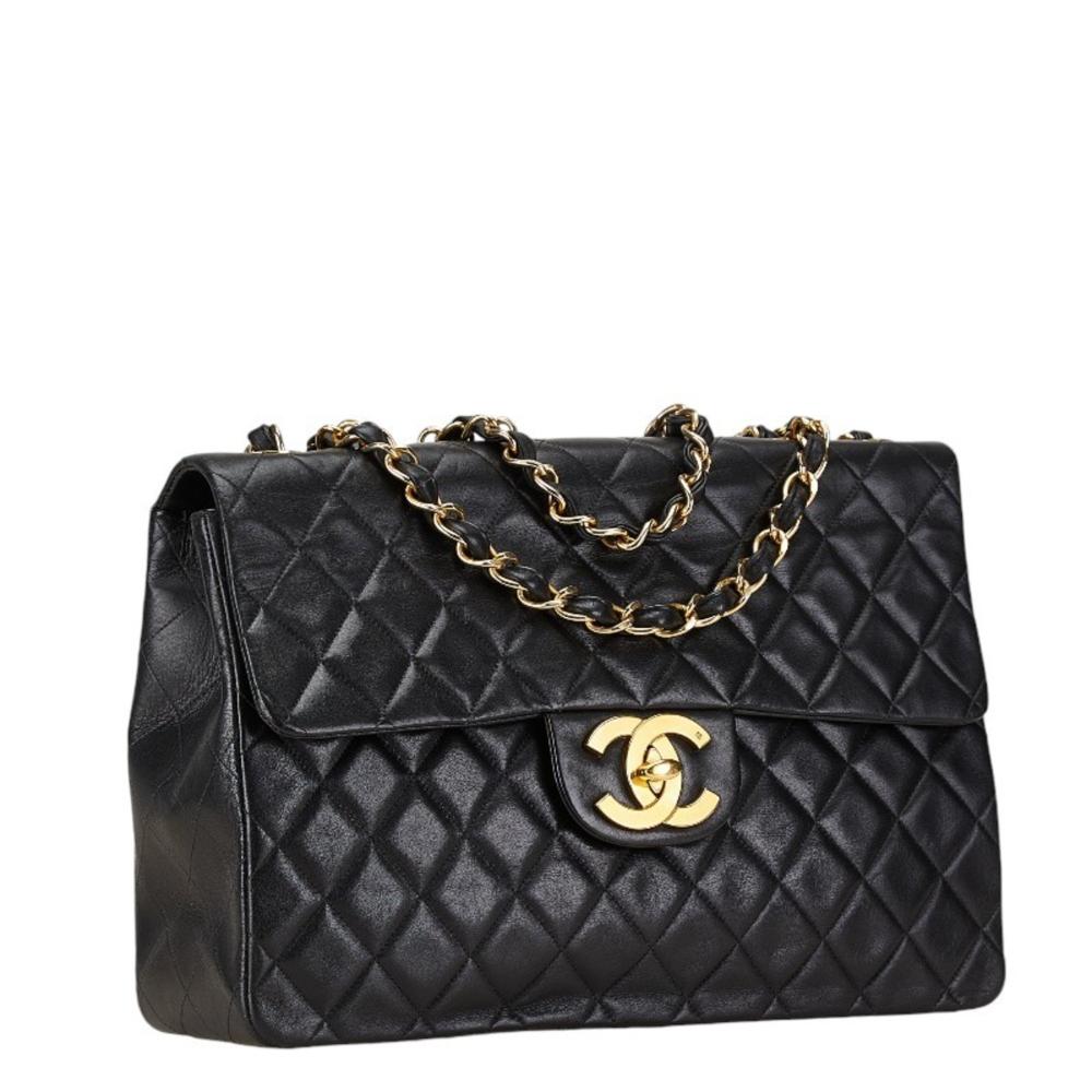 Black Leather Chanel Shoulder Bag