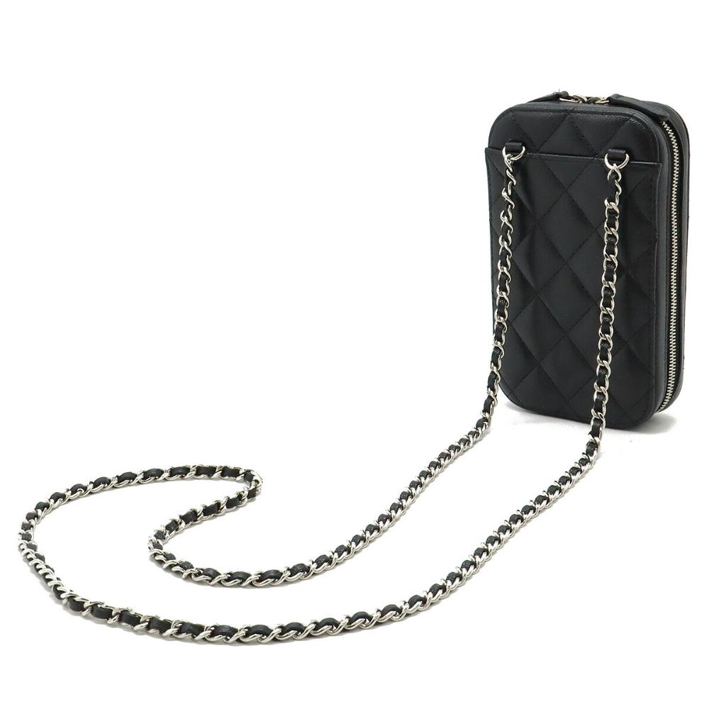 Black Leather Chanel Shoulder Bag