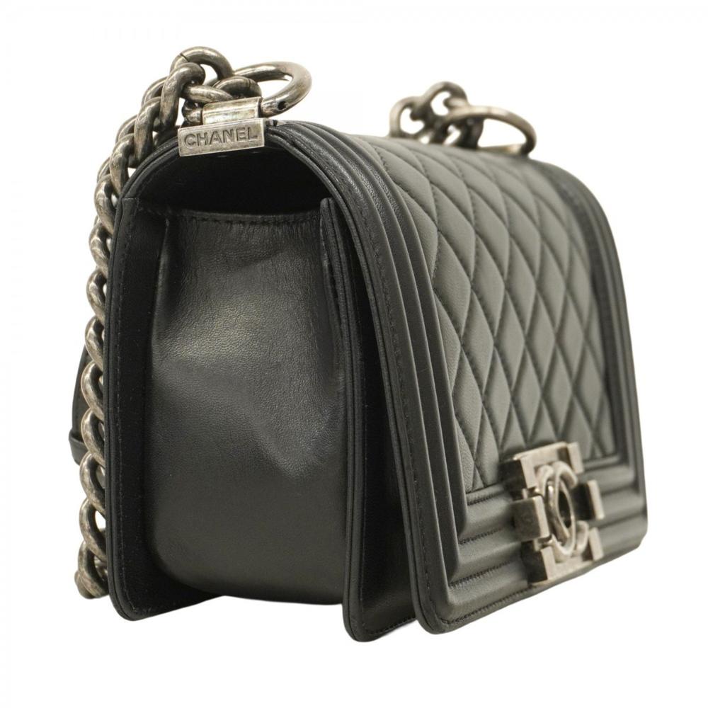 Black Leather Chanel Shoulder Bag