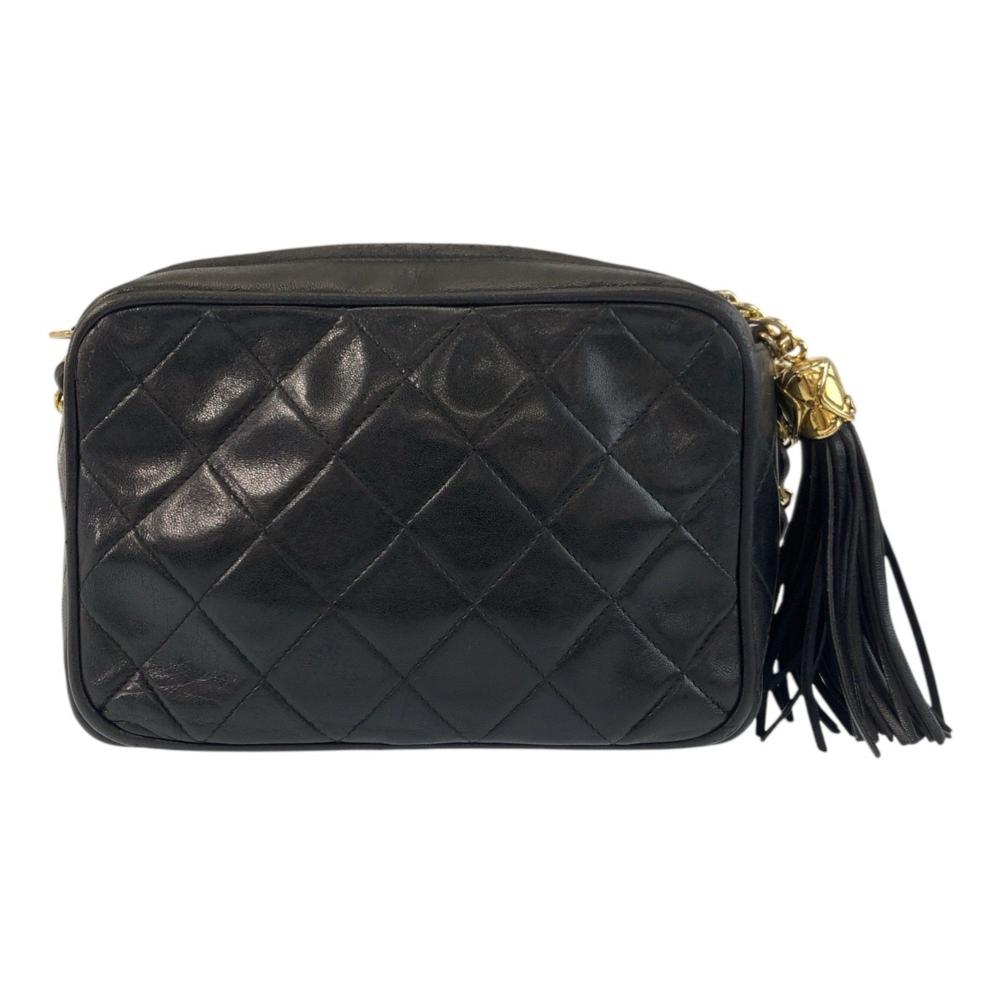 Black Leather Chanel Shoulder Bag
