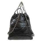 Black Leather Chanel Backpack