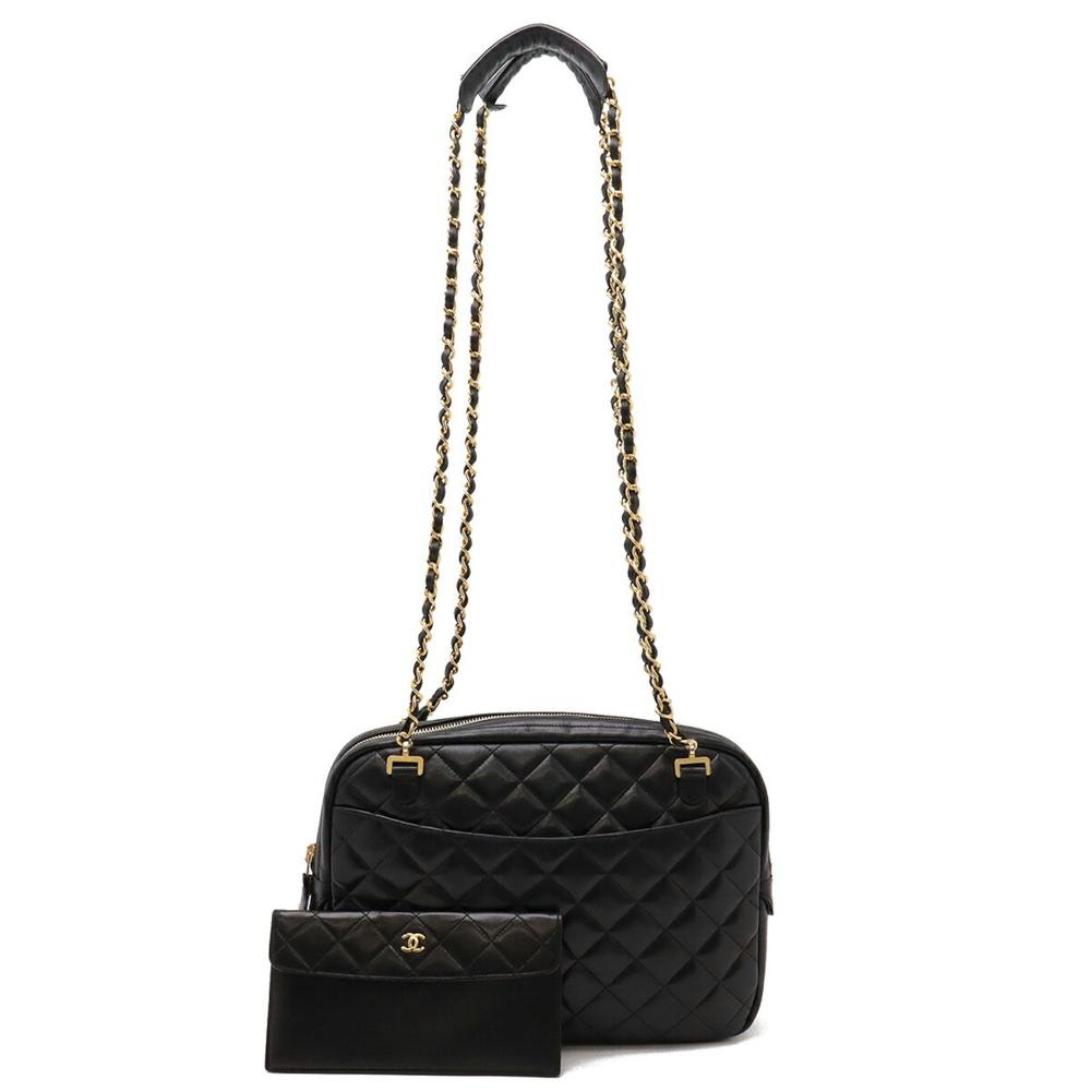 Black Leather Chanel Shoulder Bag