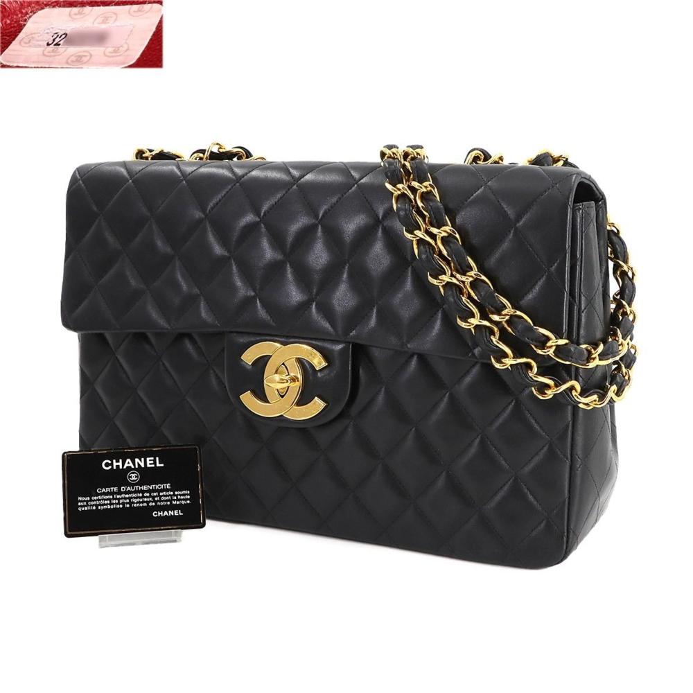 Black Leather Chanel Shoulder Bag