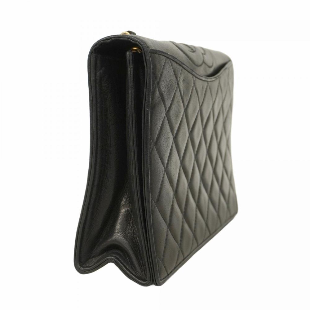 Black Leather Chanel Shoulder Bag