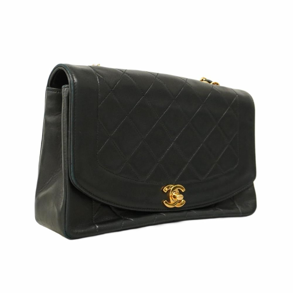 Black Leather Chanel Shoulder Bag