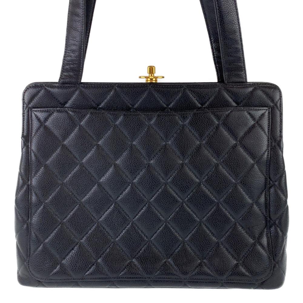 Black Leather Chanel Shoulder Bag