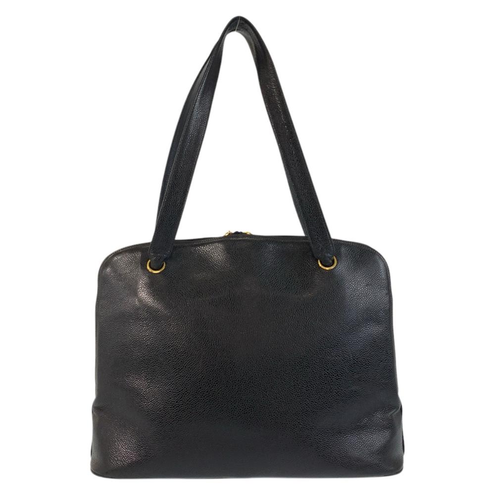 Black Leather Chanel Shoulder Bag