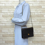 Black Leather Chanel Shoulder Bag