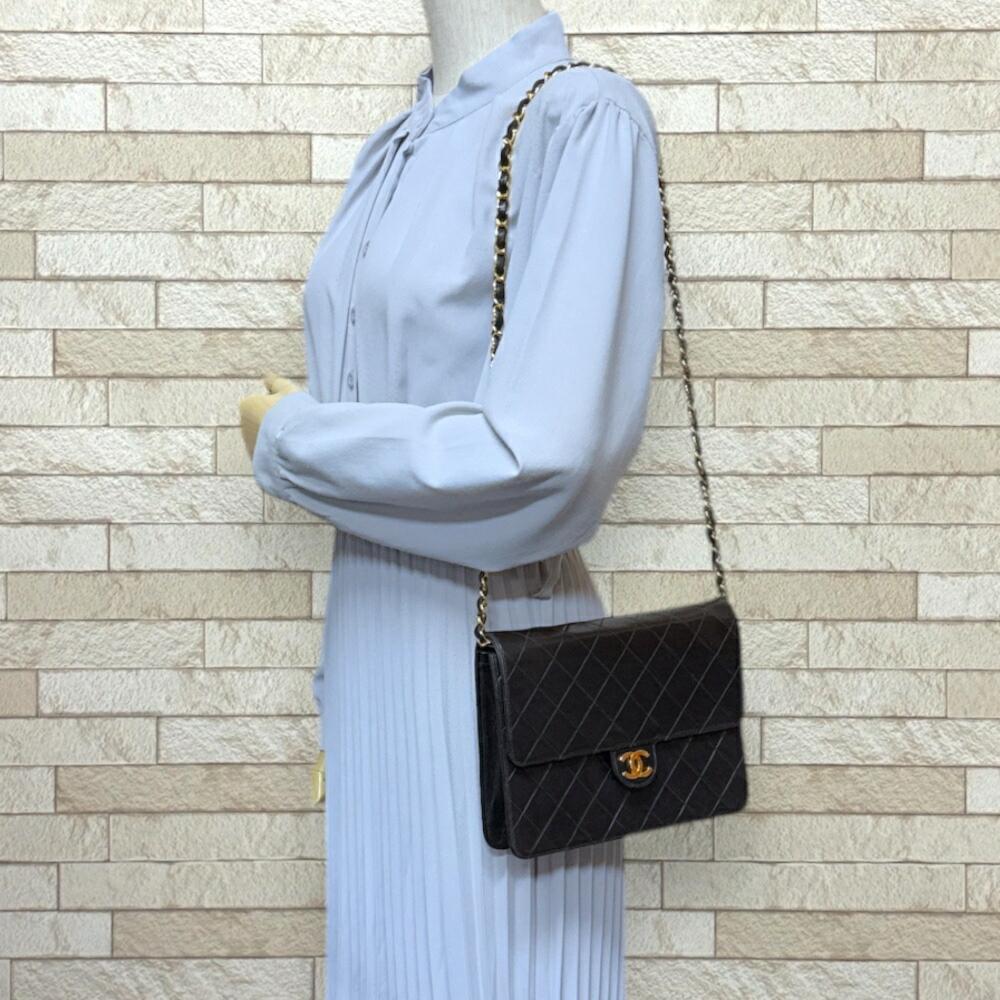 Black Leather Chanel Shoulder Bag