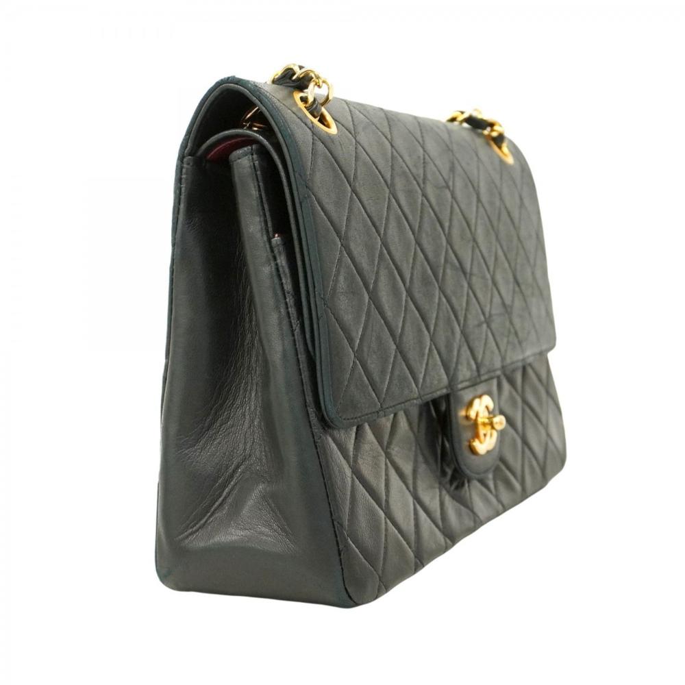 Black Leather Chanel Flap Bag