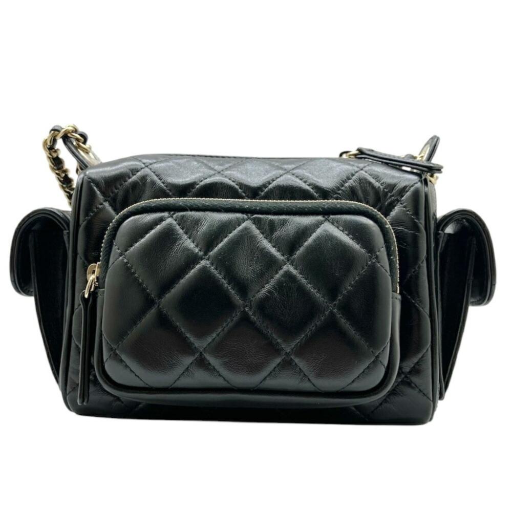 Black Leather Chanel Shoulder Bag