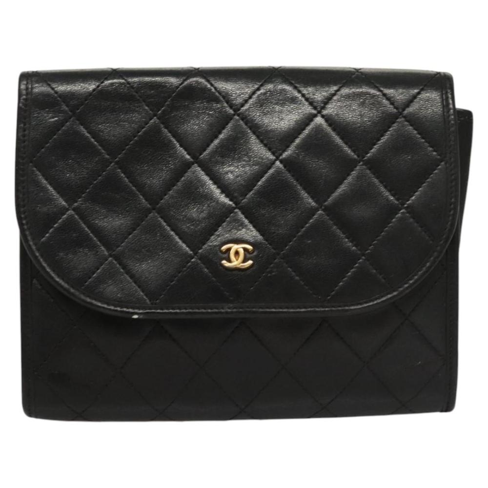 Black Leather Chanel Shoulder Bag