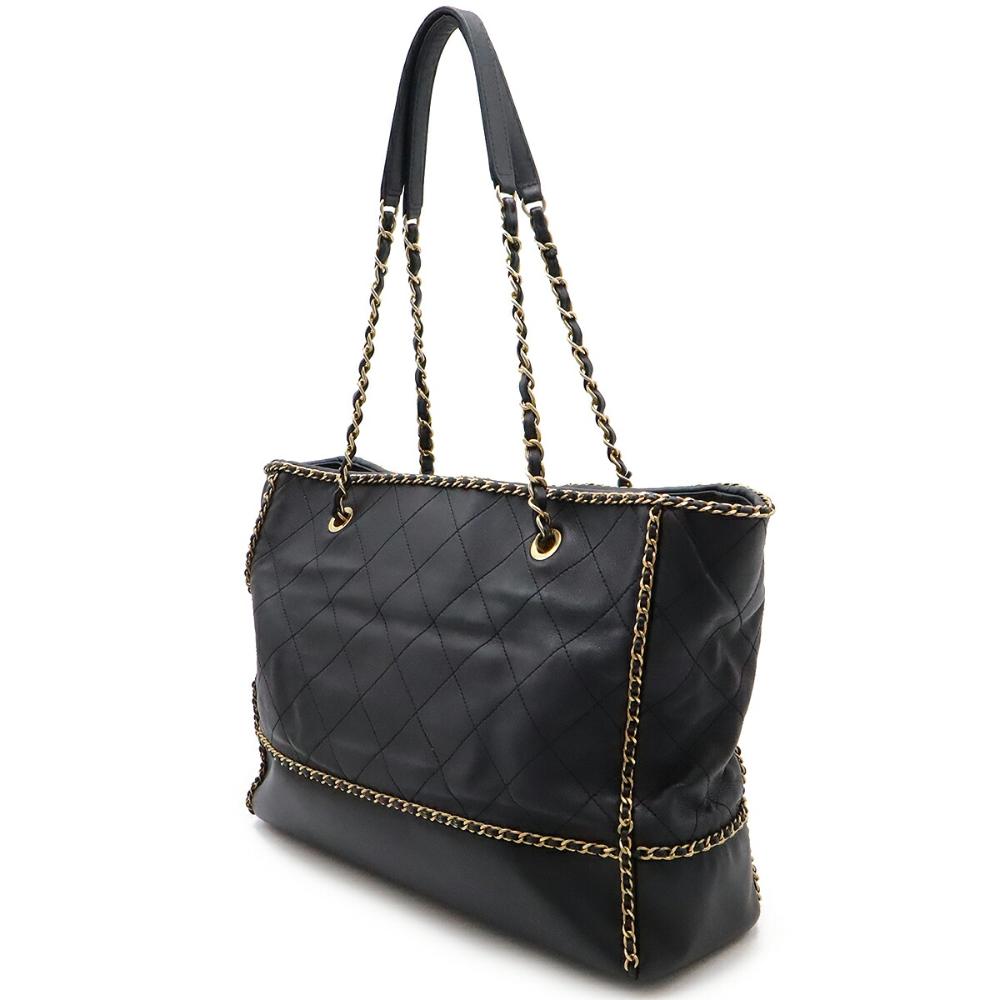 Black Leather Chanel Shoulder Bag
