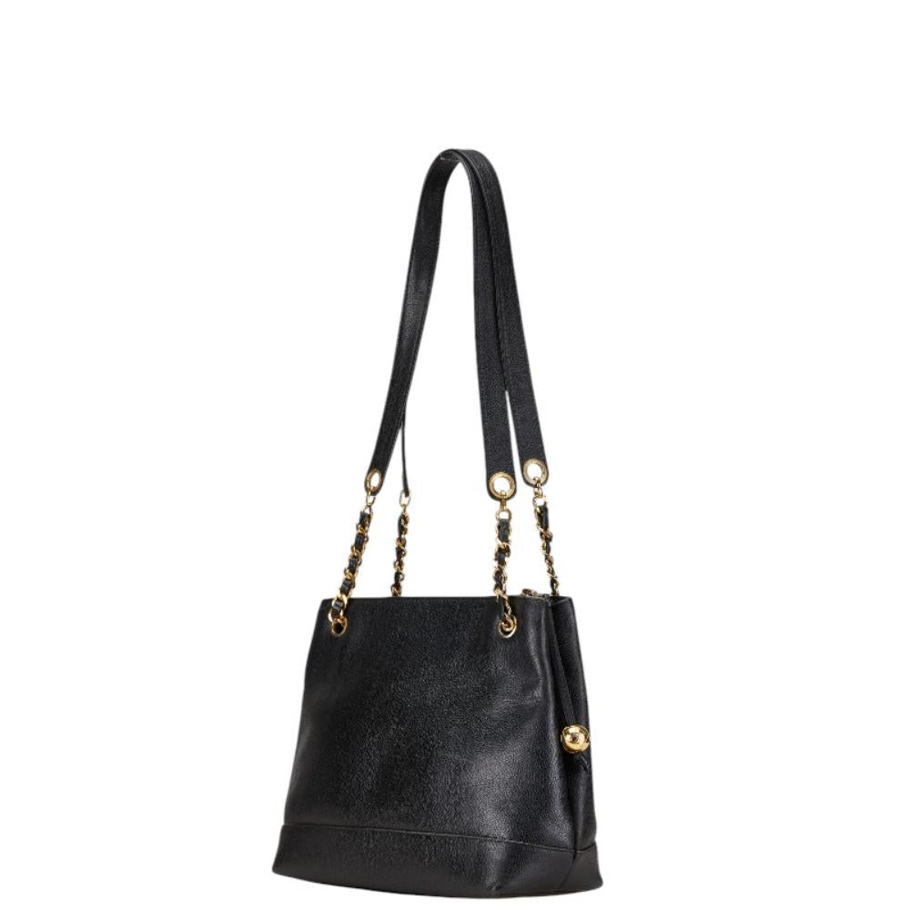 Black Leather Chanel Shoulder Bag