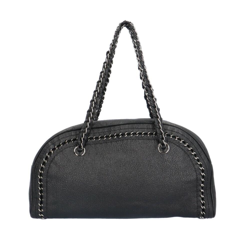 Black Leather Chanel Shoulder Bag