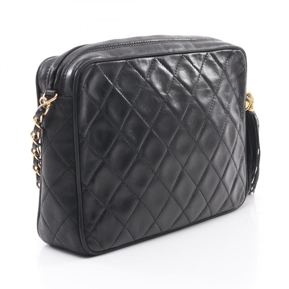 Black Leather Chanel Shoulder Bag