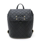 Black Leather Chanel Backpack
