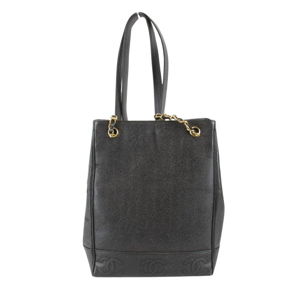 Black Leather Chanel Shoulder Bag