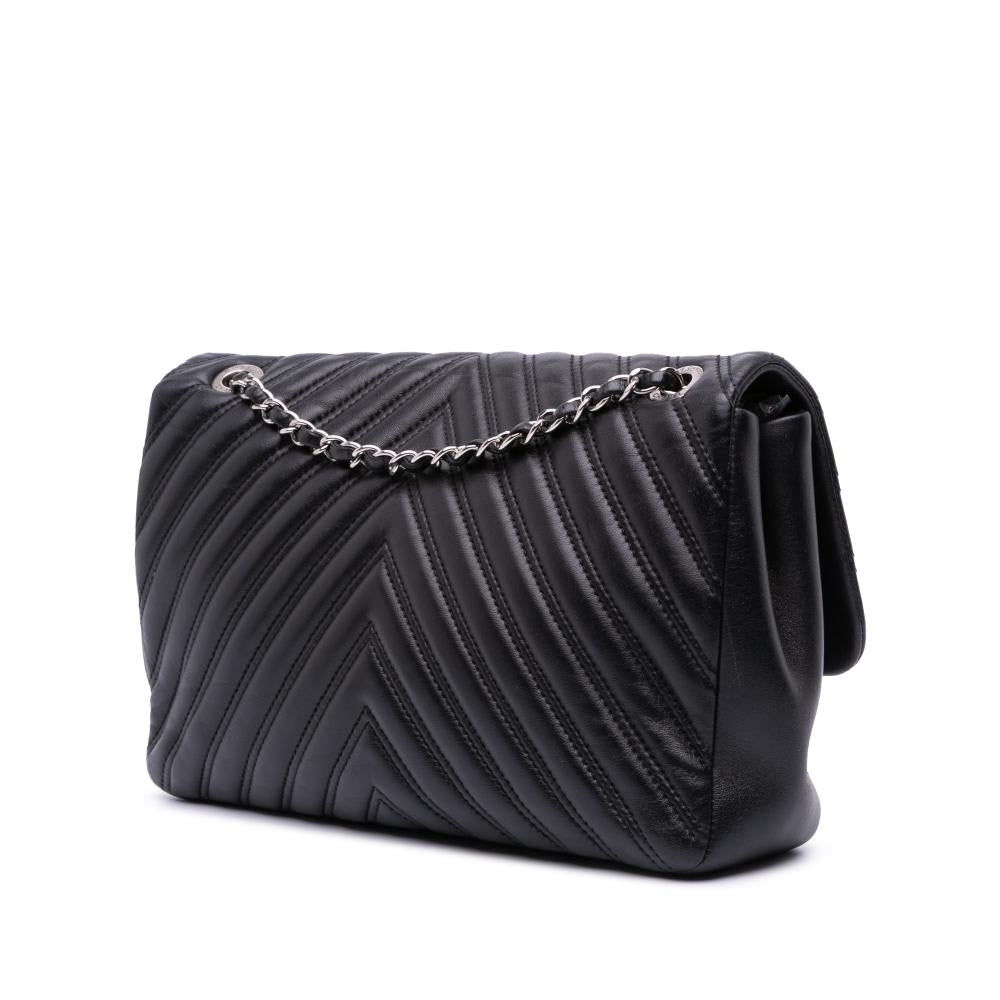 Black Leather Chanel Flap Bag