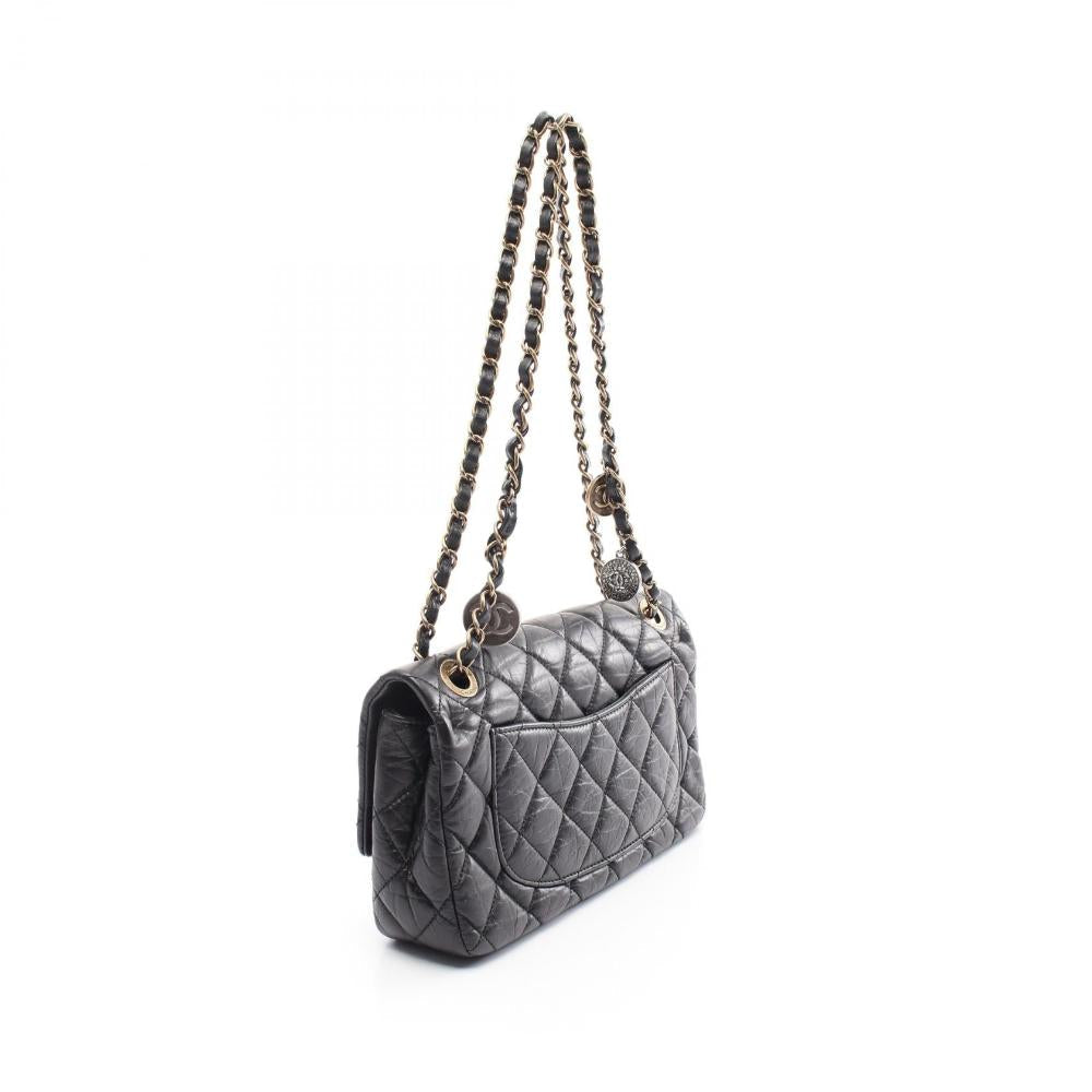 Black Leather Chanel Shoulder Bag