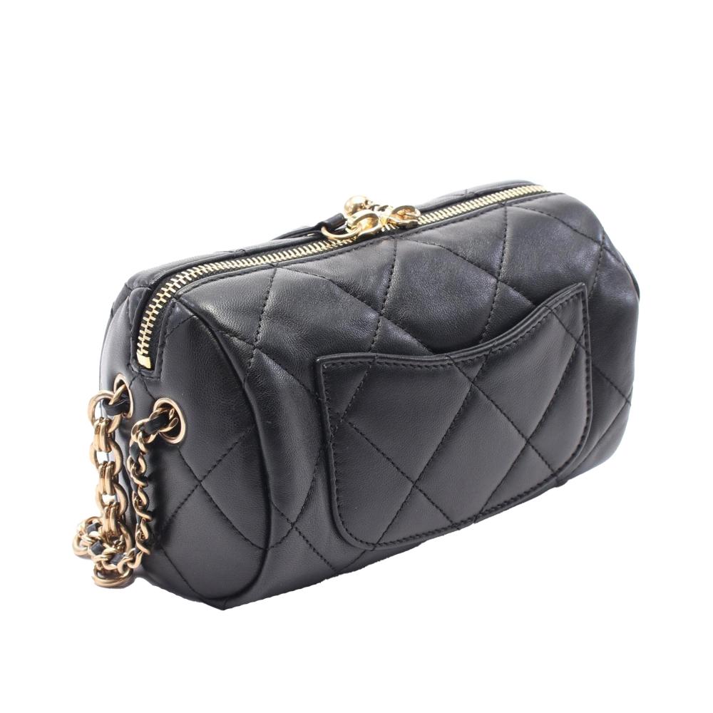 Black Leather Chanel Crossbody Bag