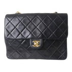 Black Leather Chanel Shoulder Bag