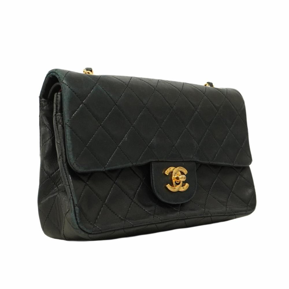 Black Leather Chanel Flap Bag