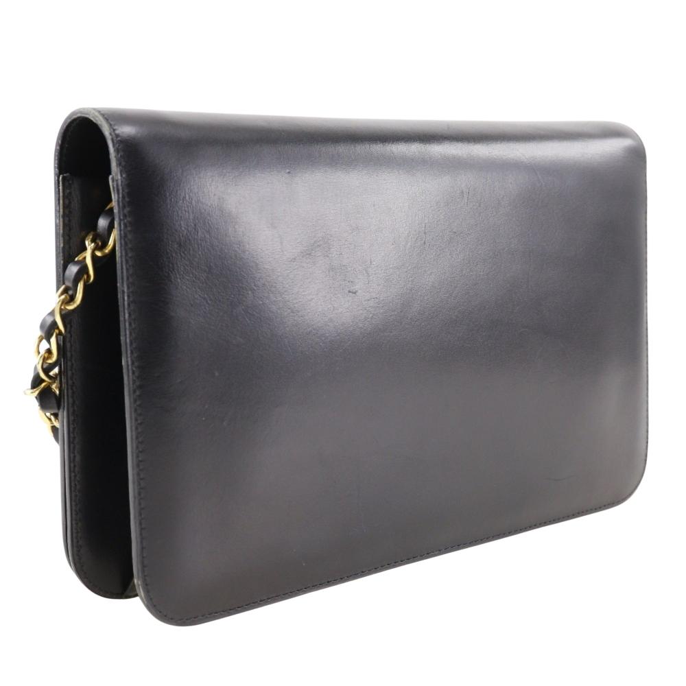 Black Leather Chanel Shoulder Bag