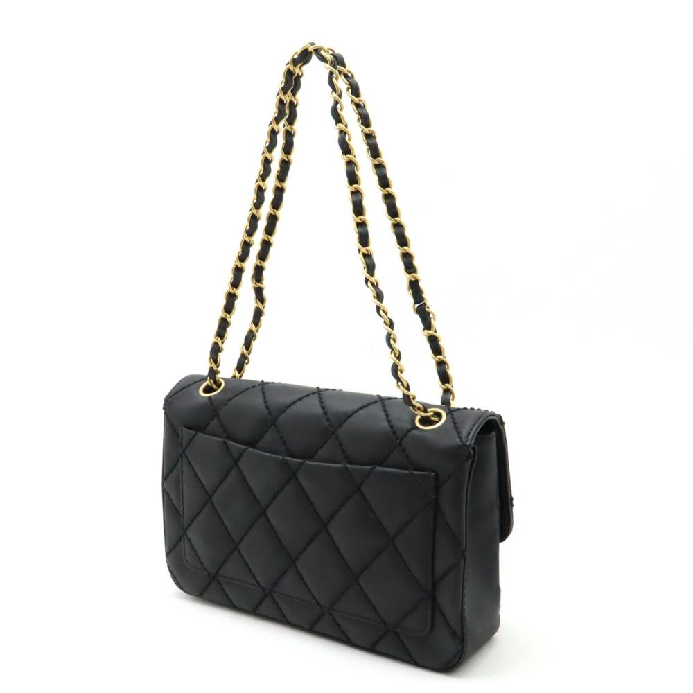 Black Leather Chanel Shoulder Bag