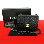 Black Leather Chanel Shoulder Bag