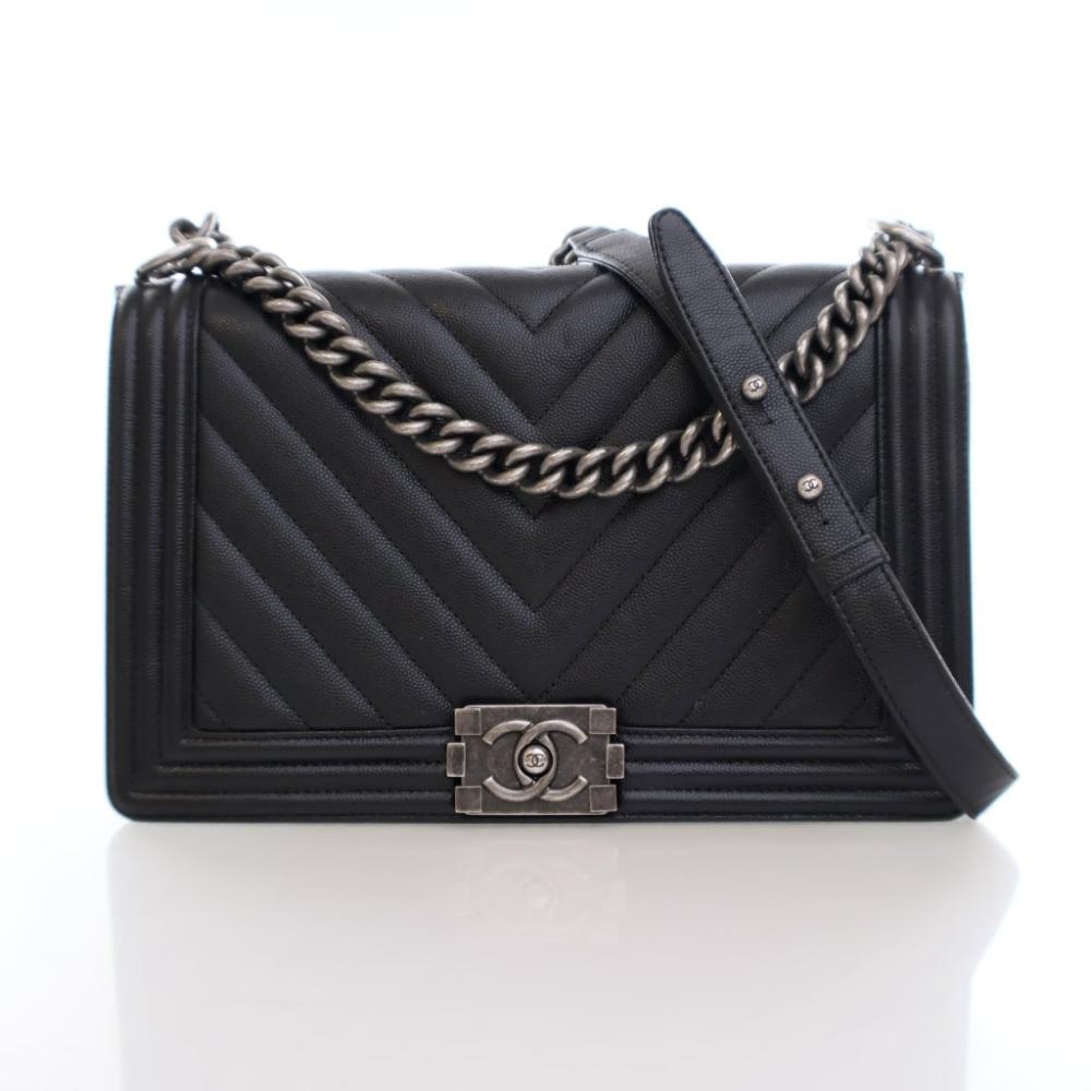 Black Leather Chanel Flap Bag
