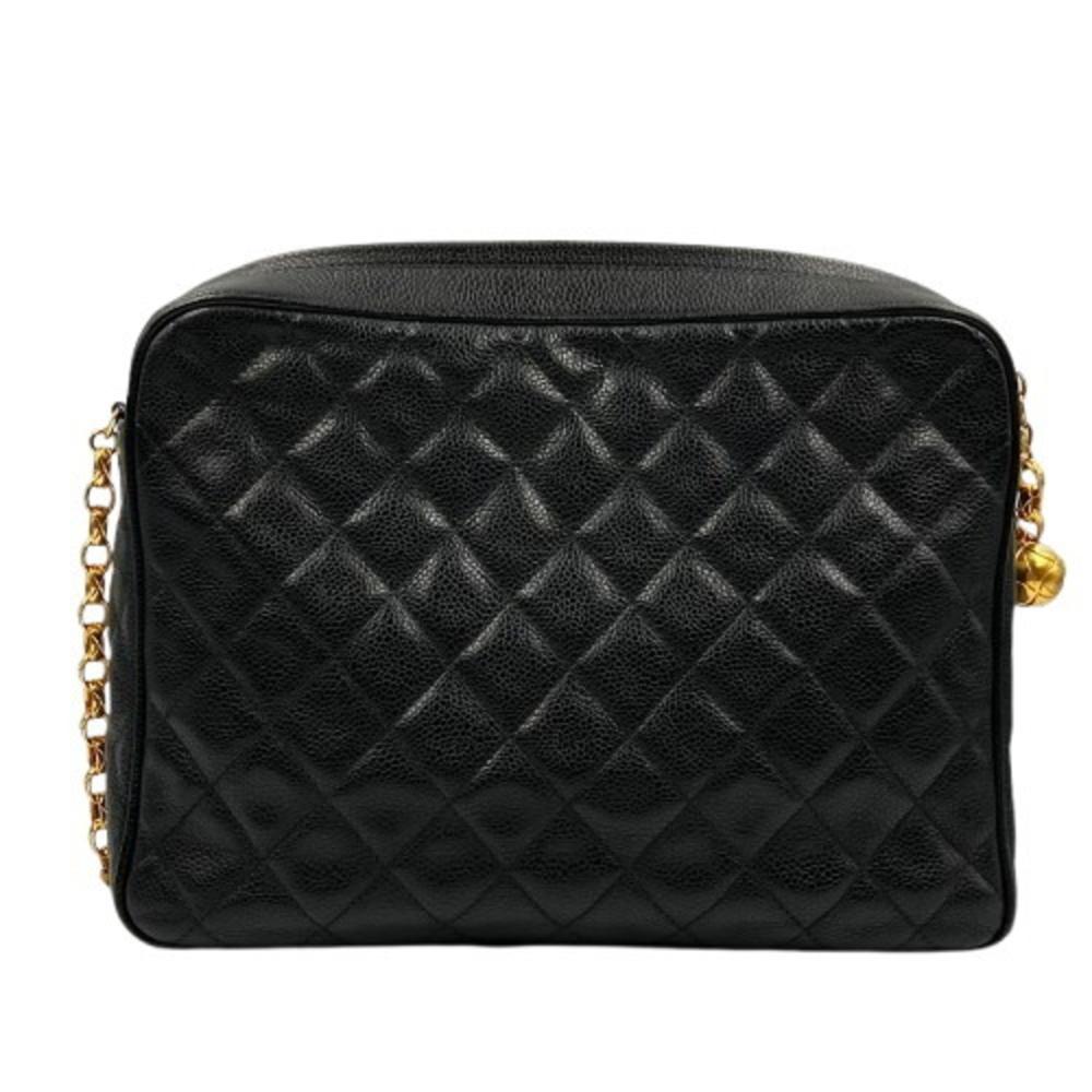 Black Leather Chanel Shoulder Bag