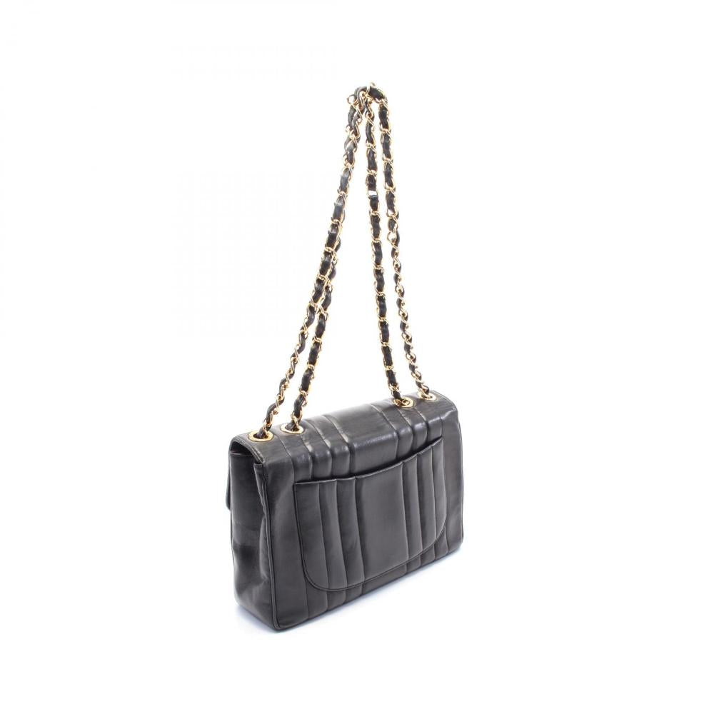 Black Leather Chanel Flap Bag