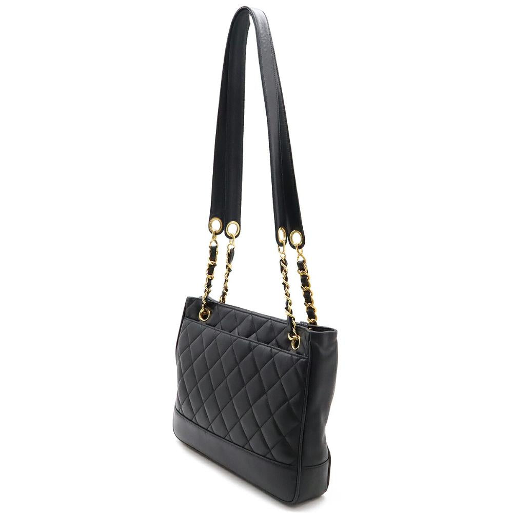 Black Leather Chanel Shoulder Bag