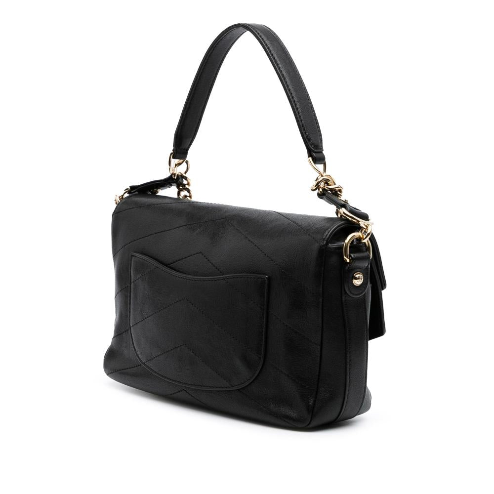 Black Leather Chanel Flap Bag